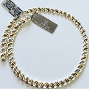 $440 24kt Gold Sterling Silver 2 Tone Necklace NWT